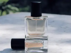 Fragrance bottle on top of table